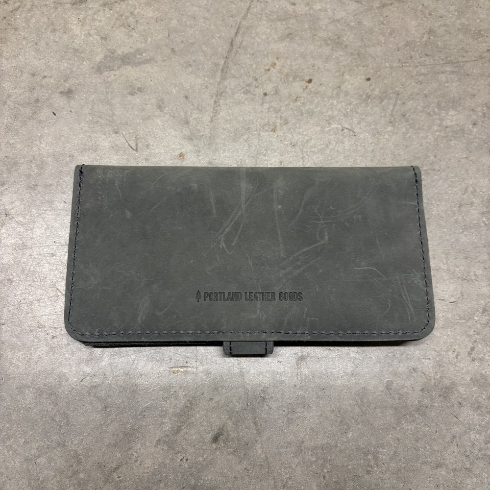 Portland Leather Goods Suede Wallet Bifold Blue Gray Clutch